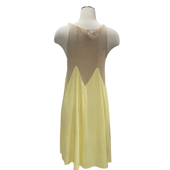 Hayden Los Angeles Yellow Crochet Top Sleeveless Sundress L Boho Flowy Festival - Picture 5 of 9